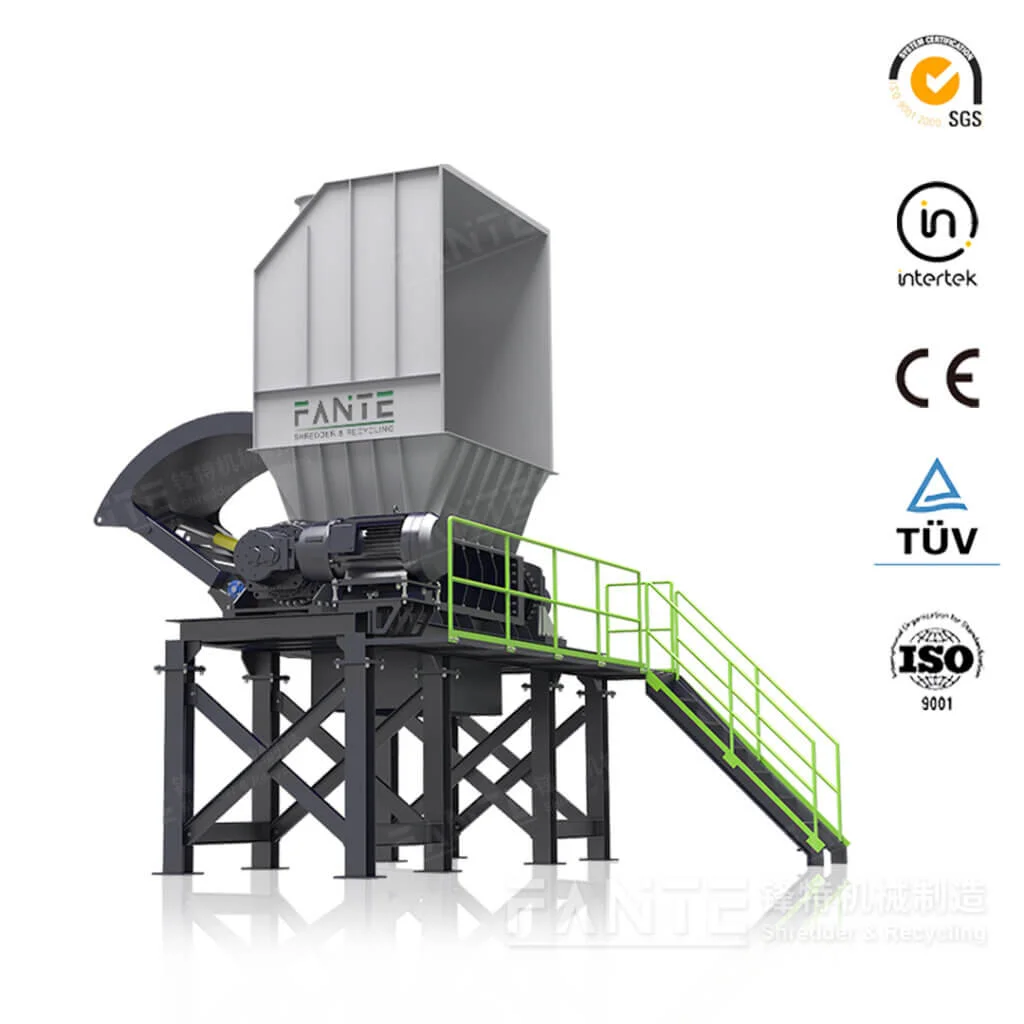 High-capacity heavy duty shredder for metal, plastic, e-waste and tire recycling