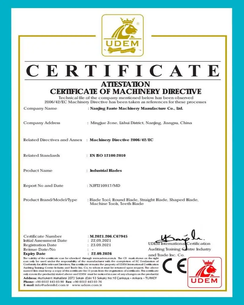 Industrial blades (CE certified)