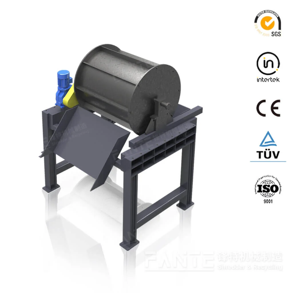 The magnetic separator is a crucial component in our waste tire recycling line, specifically designed to remove steel wires from rubber granules with high efficiency.