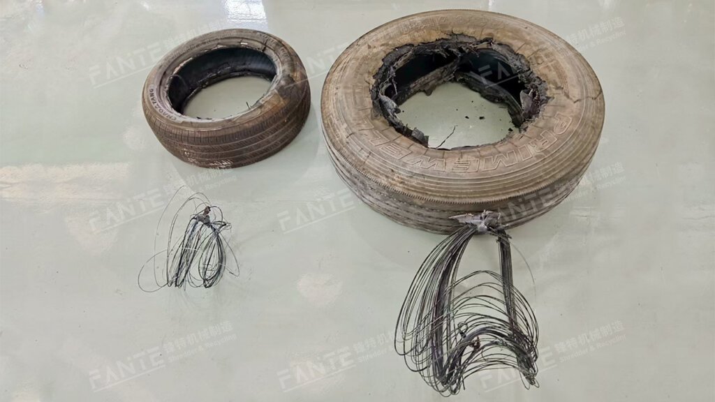 Tire wire removal machine is used to remove steel wires from the bead of scrap car and truck tyres before they are shredded or further processed.