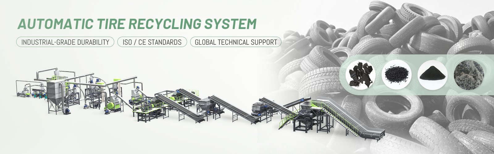 Tire recycling system deliver high performance and stability for TDF, wire free chips, rubber mulch, crumb rubber and fine rubber powder used in a variety of applications worldwide.