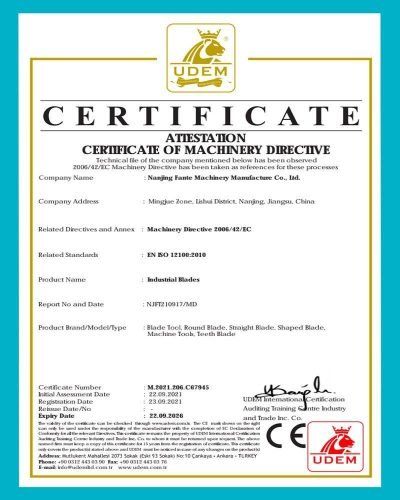 Industrial blades (CE certified)
